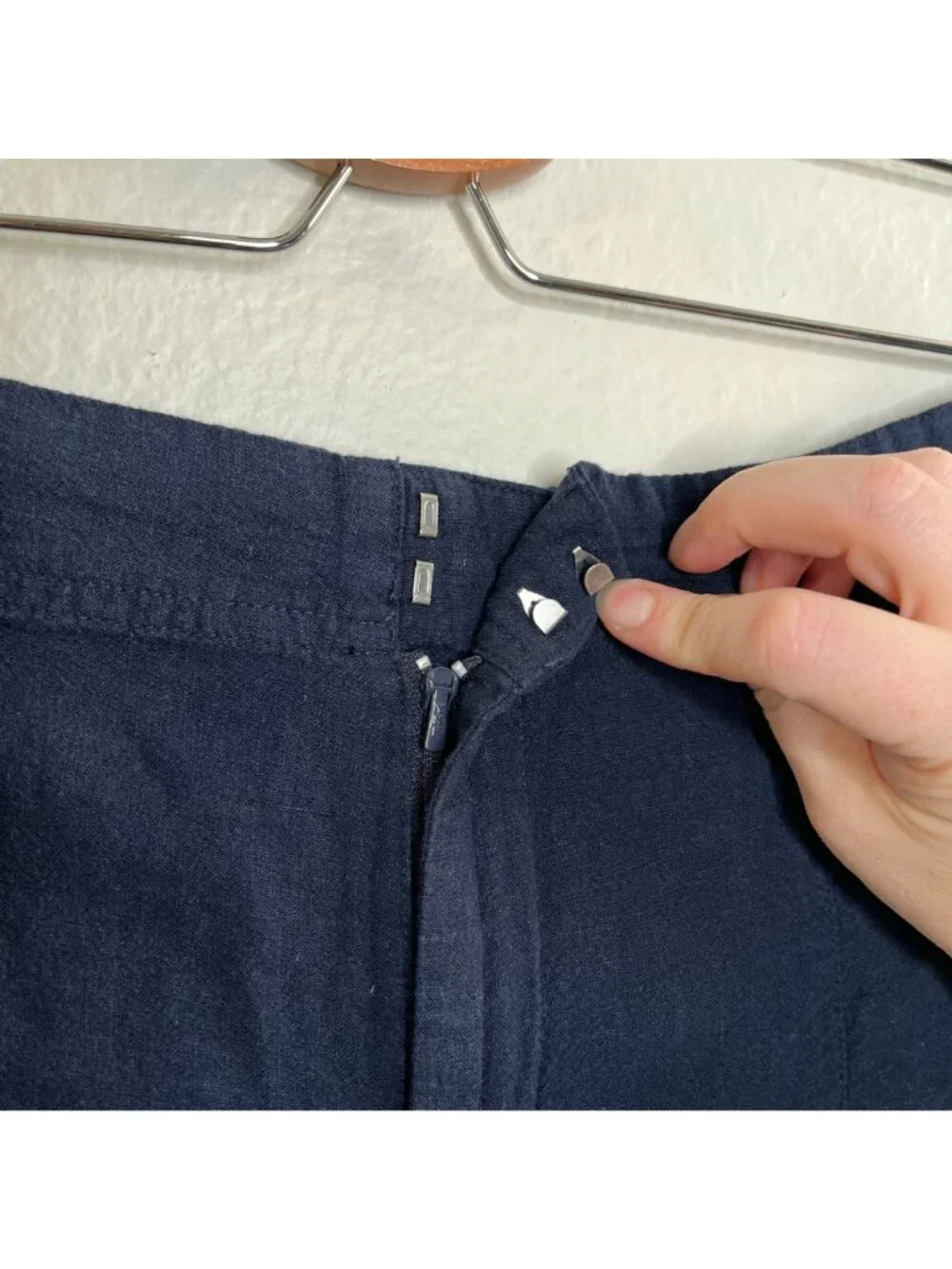 Nic+Zoe Womens Navy Blue Organic Linen Rumba Park Wide-Leg Crop Pant 12